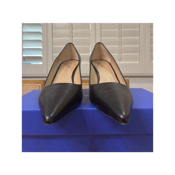 Stuart Weitzman Power 75 Pumps Black Leather Upper Size 7.5 NIB Dressy Elegant - Picture 6 of 12